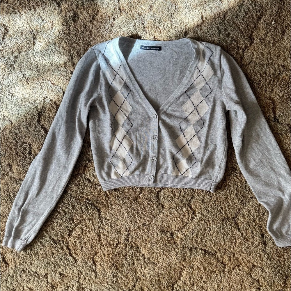 Gray Argyle Pattern Women Sweater